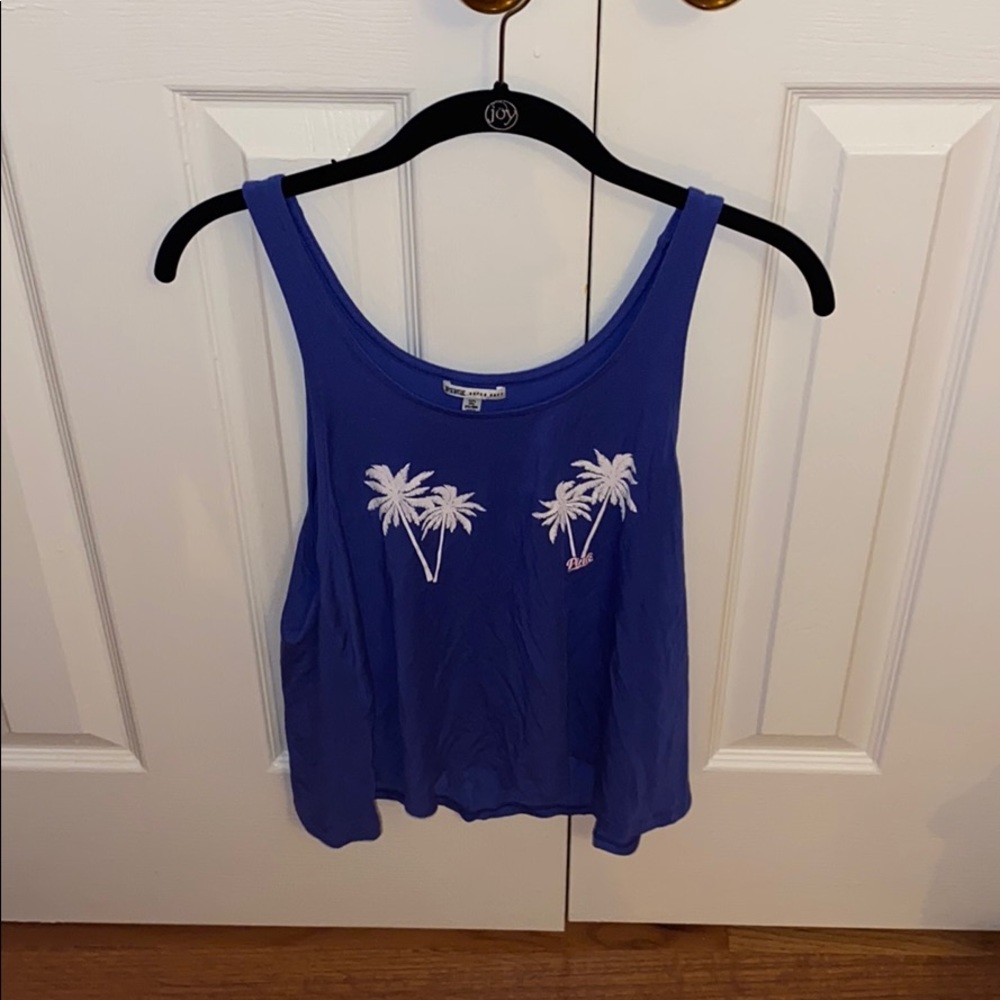 Blue graphic tank top
